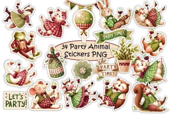 34 Drunken Party Animal Stickers: Your Ultimate Design Asset