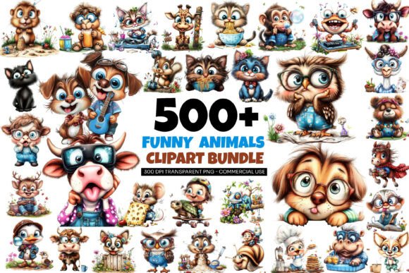 588 Funny Animal Clipart Bundle PNG: Unleash Creative Chaos