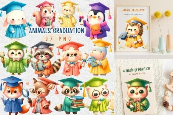 Adorable Animal Graduation Art Print: Creative Uses