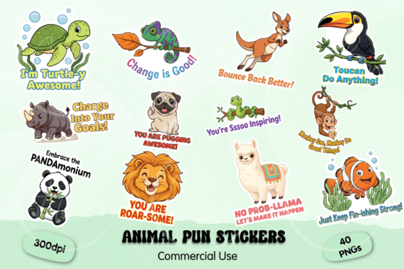Animal Pun Stickers PNG Bundle: A Designer's Guide to Whimsical Charm