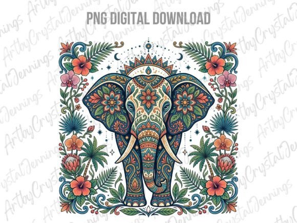 Bohemian Floral Elephant Animal PNG: A Designer's Essential Asset
