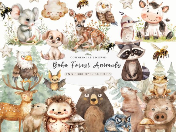 Boho Woodland Animal, Baby Animals Png: Your Enchanted Design Toolkit