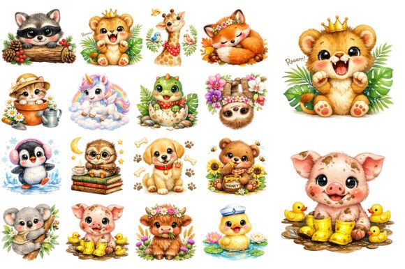 Charming Kawaii Baby Animal Clipart for Creative Projects