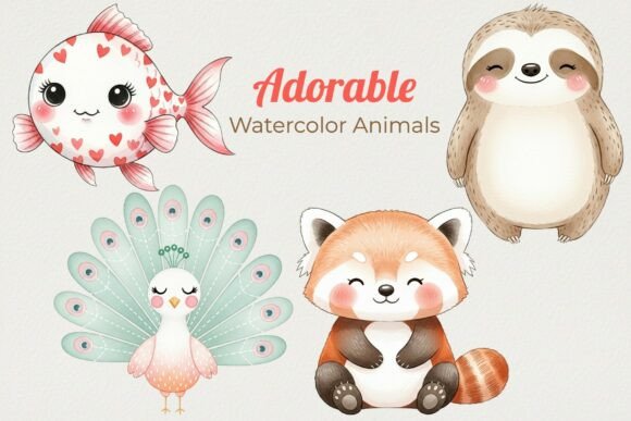 Charming Watercolor Animal Clipart for Creative Projects