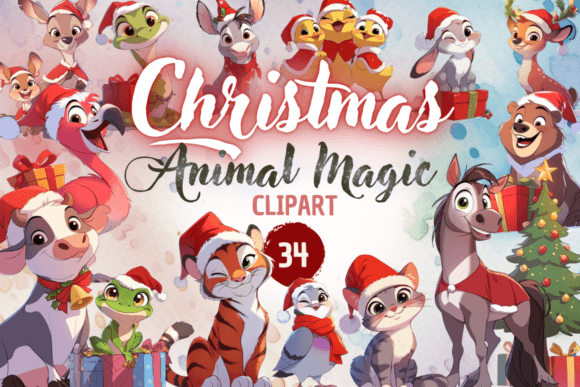 Christmas Animal Magic: Festive Clipart for Creative Projects