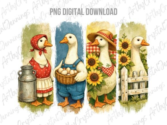 Country Porch Geese Farm Animal Goose: A Charming Design Asset
