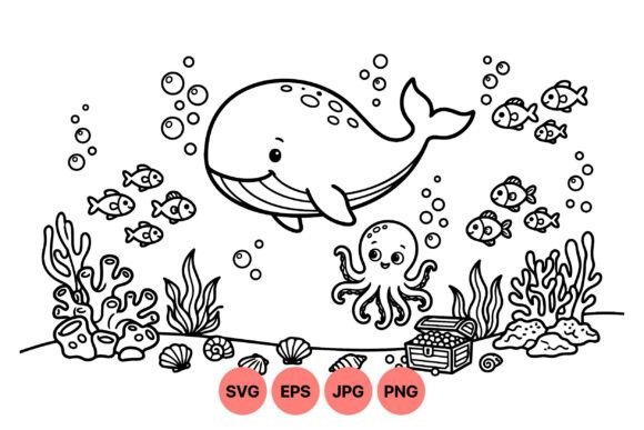 Dive Into Creativity with Cute Ocean Animal Coloring Svg