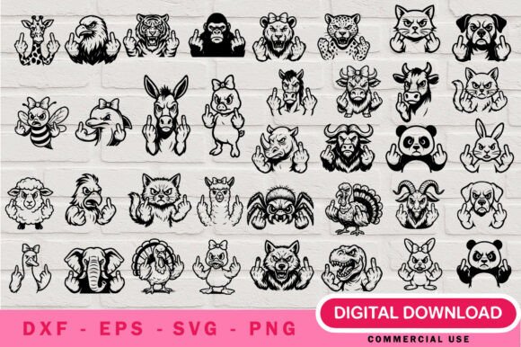 Funny Animal Middle Finger SVG Bundle: Unleash Edgy Humor