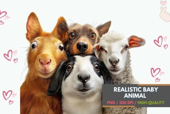 Funny Farm Animal Friends Portrait: A Playful Design Asset