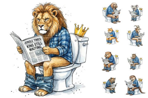 Grumpy Animal Toilet Clipart: Add Humor to Your Designs