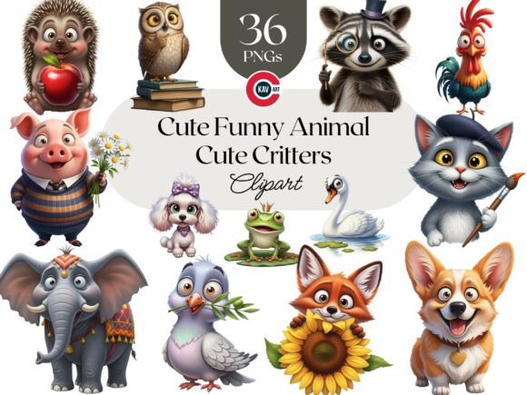 Happy Funny Animal Cute Critters Clipart: Your Whimsical Design Toolkit