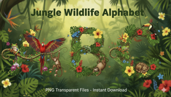 Lungle Animal and Flora Alphabet PNG: A Designer's Toolkit for Charming Projects