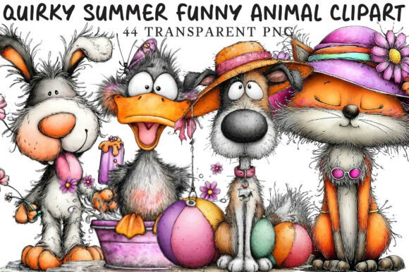 Quirky Summer Funny Animal Clipart: Your New Favorite Design Asset
