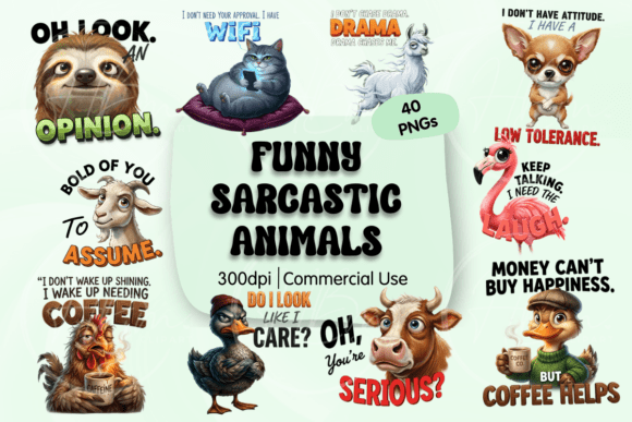 Sarcastic Animal PNG Clipart: Adding Witty Charm to Designs