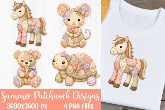 Summer Patchwork Animal Sublimation PNG: A Handmade Touch for Digital Crafts
